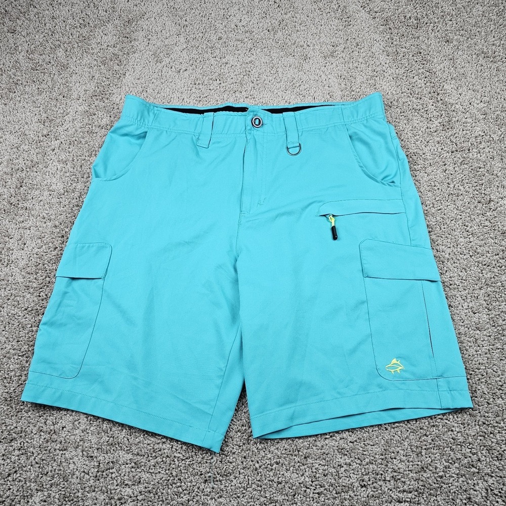 Loco Skailz Shorts Men's Size 40 Teal Performance Fishing 8 Pockets Cargo Strech